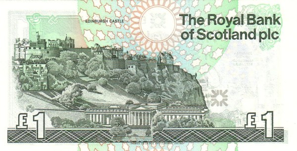 1 Pound Sterling GBR Banknote (Royal Bank of Scotland Issue) 1992 (reverse)