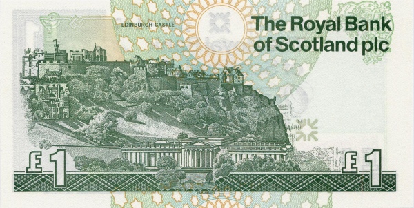 1 Pound Sterling GBR Banknote (Royal Bank of Scotland Issue) 1994 (reverse)