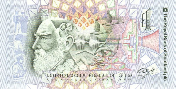 1 Pound Sterling GBR Banknote (Royal Bank of Scotland Issue) 1997 (reverse)