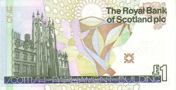 1 Pound Sterling GBR Banknote (Royal Bank of Scotland Issue) 1999 (reverse)