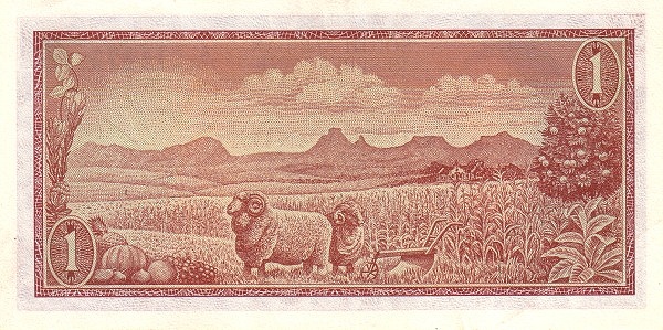 1 South African Rand Banknote (Van Riebeeck Framed) (reverse)