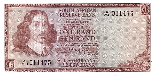 1 South African Rand Banknote (Van Riebeeck Framed)