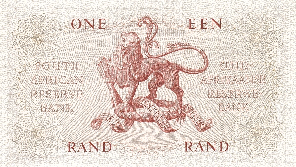 1 South African Rand Banknote (Van Riebeeck Large Type) (reverse)