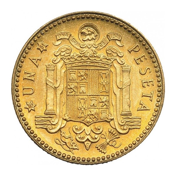 1 Spanish Peseta coin (reverse)