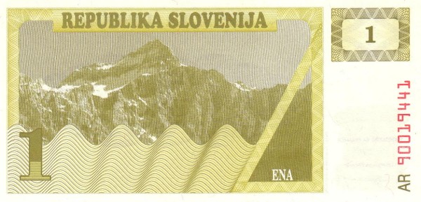 1 Tolar SVN Banknote (Independence Issue) 1990 (reverse)
