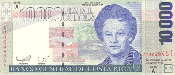 10,000 Costa Rican Colones banknote (Emma Gamboa Alvarado)