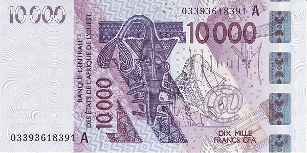 10.000 Francs CFA XOF Banknote (Advanced Security / Modern Printing) 2003-2026