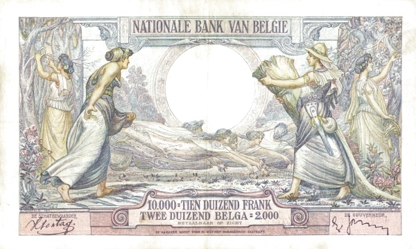 10.000 Francs / Frank BEF Banknote (World War I Issue) 1929-1942 (reverse)