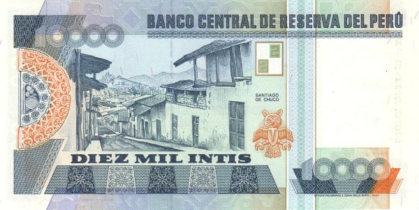 10.000 Intis PER Banknote (Standard Issue) 1988 (reverse)