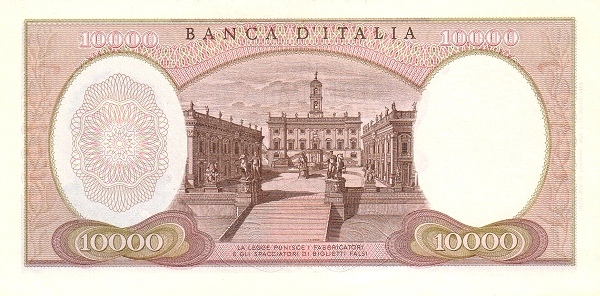 10.000 Lire ITA Banknote (Pre-WWII Banknotes) 1962-1973 (reverse)