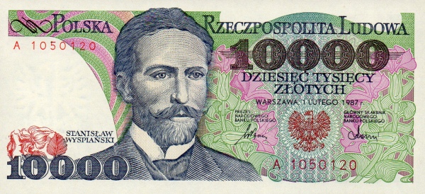10.000 Złotych POL Banknote (PRL Period (People’s Republic of Poland)) 1987