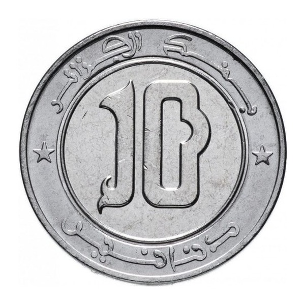 10 Algerian Dinars coin (Barbary falcon)