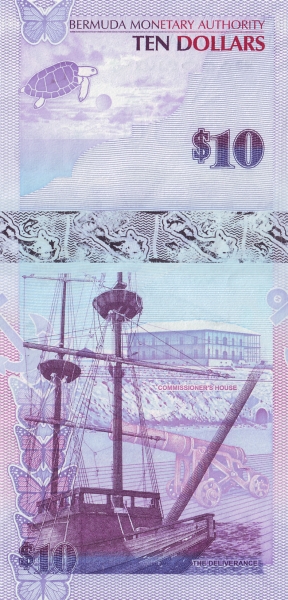 10 Bermudian Dollar Banknote (Blue Angelfish) (reverse)