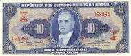 10 Brazilian Cruzeiros Banknote (Getulio Vargas Blue Type)