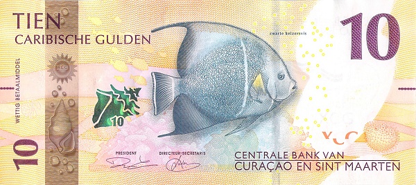 10 Caribbean Guilder Banknote (Grey Angel Fish)