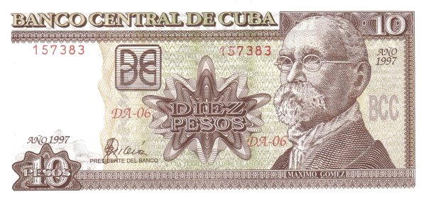 10 Cuban Pesos Banknote (Maximo Gomez)