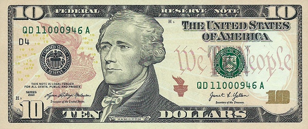 10 Dollars USA Banknote (Standard Issue) 2021