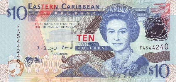 10 Dollars XCD Banknote (2008 'Without Suffix Letters for Member States' Issue) 2008