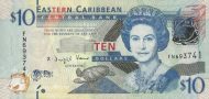 10 Dollars XCD Banknote (2012–2015 'Marks for the Blind' Issue) 2012