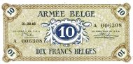 10 Francs Belges / Belgische Frank BEF Banknote (1946 Military Payment Certificates Issue) 1946