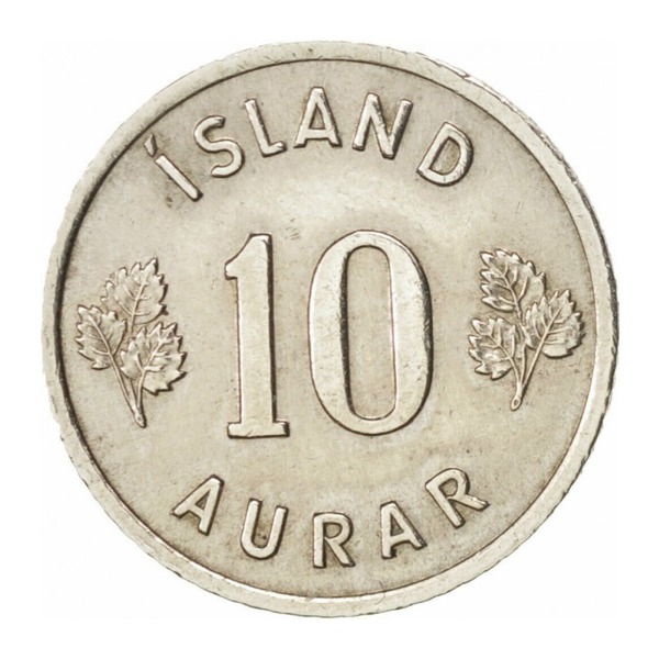 10 Icelandic Aurar coin (reverse)