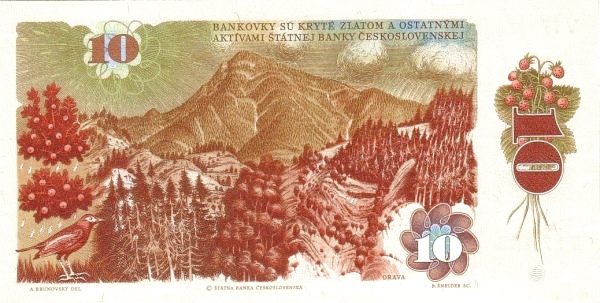 10 Korún Československých CSK Banknote (Modern Socialist Issue) 1986 (reverse)