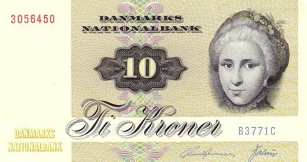 10 Kroner DNK Banknote (Classic Nationalbank Issue) 1972-1978