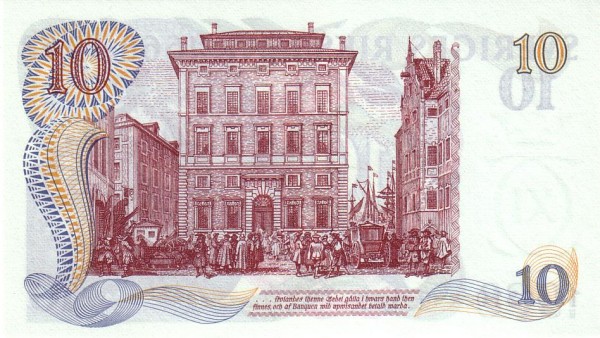 10 Kronor SWE Banknote (Sveriges Riksbank Issue) 1968 (reverse)