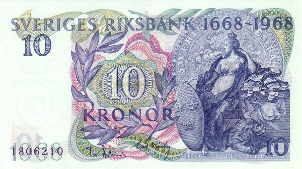 10 Kronor SWE Banknote (Sveriges Riksbank Issue) 1968