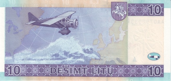 10 Litų LIT Banknote (Final Litas Series (2007)) 2007 (reverse)