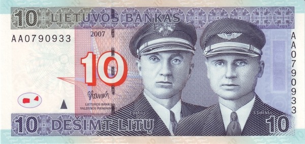 10 Litų LIT Banknote (Final Litas Series (2007)) 2007