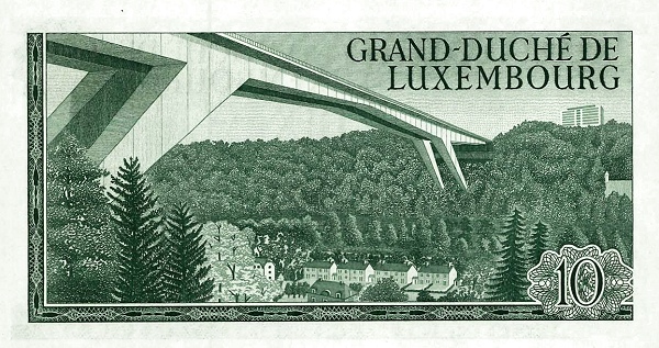10 Luxembourg Francs Banknote (1967) (reverse)