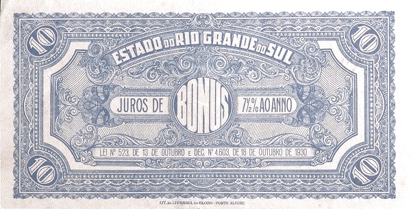 10 Mil Reis BRA Banknote (Brazil Banknote Issue) 1930 (reverse)