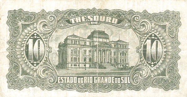 10 Mil Reis BRA Banknote (Brazil Banknote Issue) 1932 (reverse)