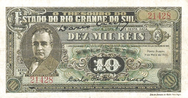 10 Mil Reis BRA Banknote (Brazil Banknote Issue) 1932