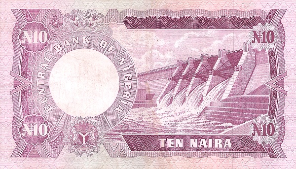 10 Nigerian Naira Paper Banknote (Bank Building) (reverse)