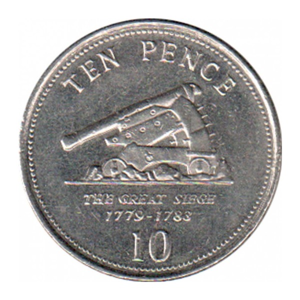 10 Pence coin Gibraltar (reverse)