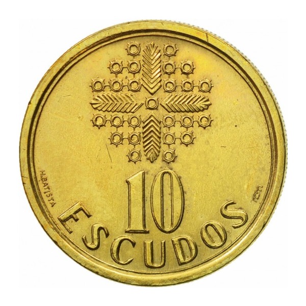 10 Portuguese Escudos coin (reverse)