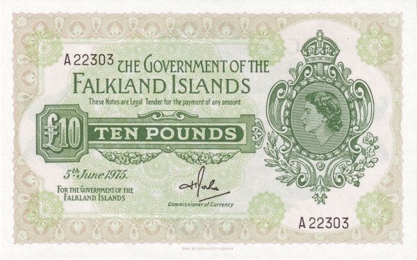 10 Pounds FLK Banknote (1969–1982 Decimal Currency Issue) 1975