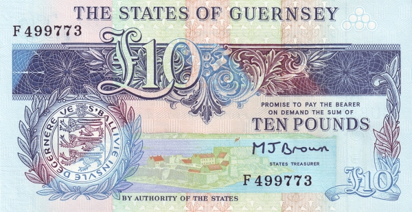 10 Pounds GGY Banknote (ND (1978–1992) Reduced Size Issue) 1991-1995