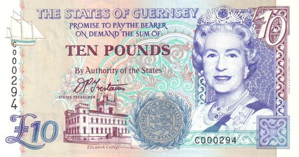 10 Pounds GGY Banknote (ND (1994–2023) Modern Issue) 1995-2023
