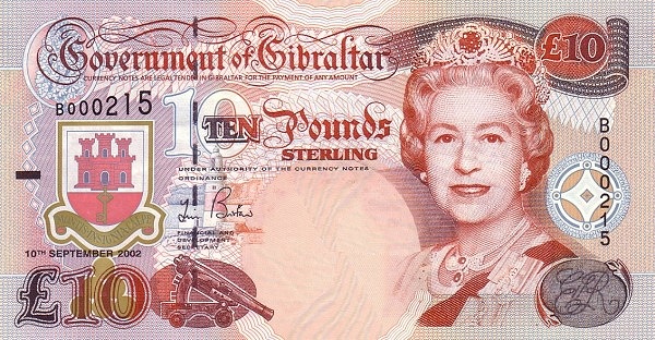 10 Pounds Sterling GIB Banknote (2002 Issue) 2002