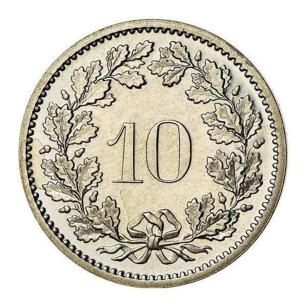10 Rappen coin Switzerland (reverse)