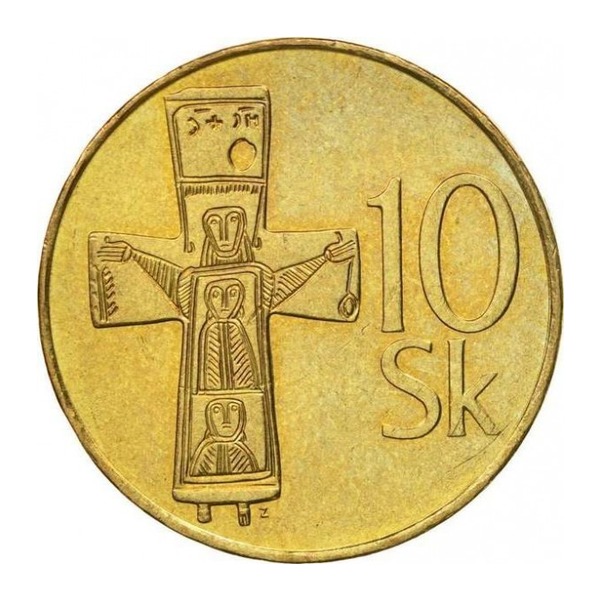 10 Slovak Koruna coin (gold-coloured) (reverse)