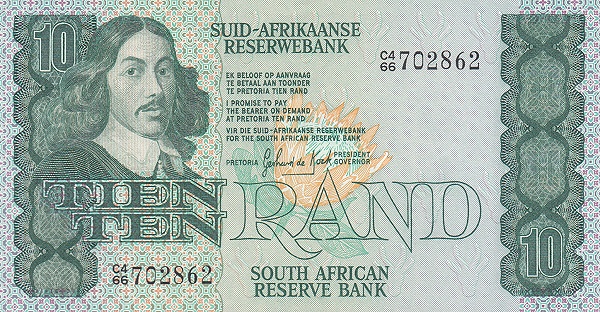 10 South African Rand Banknote (Van Riebeeck 1978 Issue)