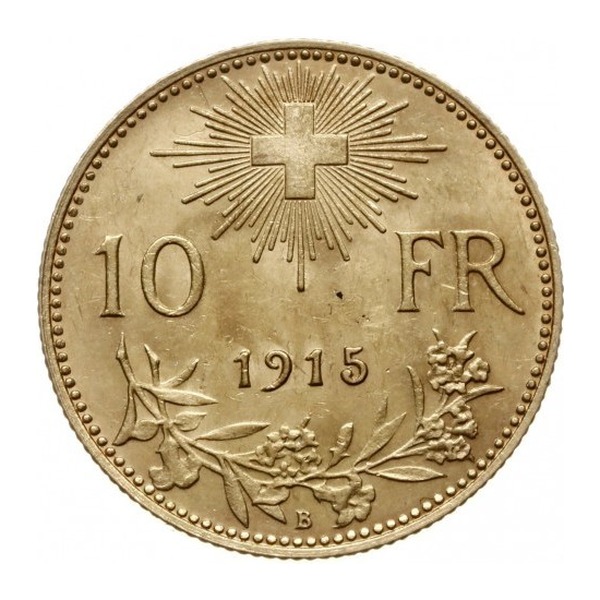 10 Swiss Francs coin (reverse)
