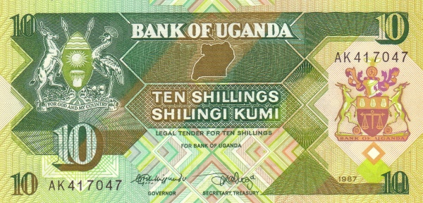 10 Ugandan Shillings Banknote (River Boat Fishermen)
