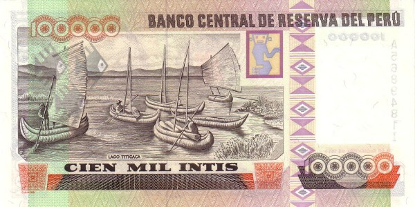 100.000 Intis PER Banknote (Standard Issue) 1989 (reverse)