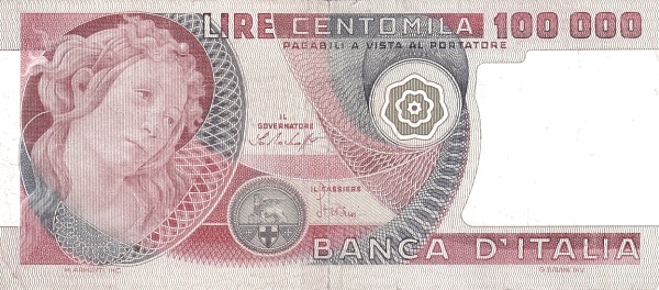 100.000 Lire ITA Banknote (Modern Lira Banknotes) 1978-1982