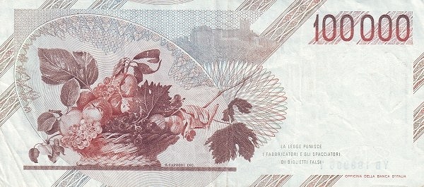 100.000 Lire ITA Banknote (Modern Lira Banknotes) 1983 (reverse)